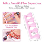 Toe Separators Set 24pcs Colorful Heart Sponge Toe Spacers Soft Foam Toe Finger - Image 4