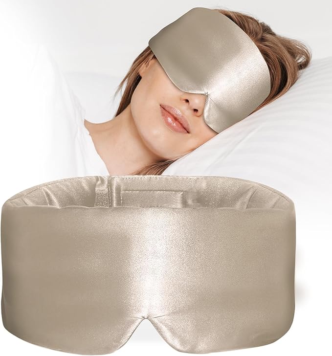 100% Mulberry Silk Sleep Mask, Large Eye Cover by Atreebay