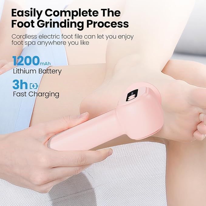 Electric Callus Remover for Feet, 2 in 1 Cordless Foot File Grinder Scrubber - Image 2
