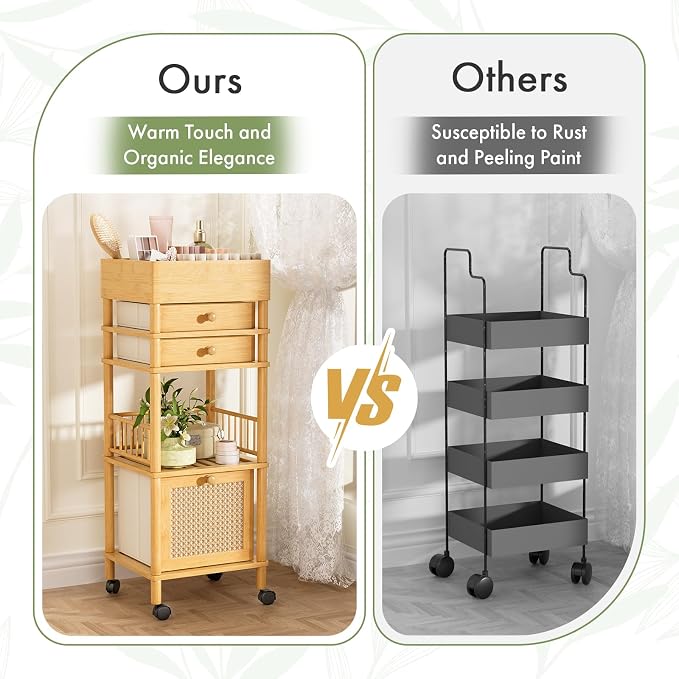 Amazer Bamboo Makeup Organizer Cart - Image 6