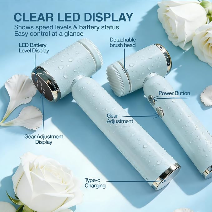 Electric Face Scrubber with Led Display & Facial Cleansing Brush - Image 7