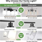 Indoi 4-Light Bathroom Light Fixtures, Matte Black Vanity Lights - Image 3