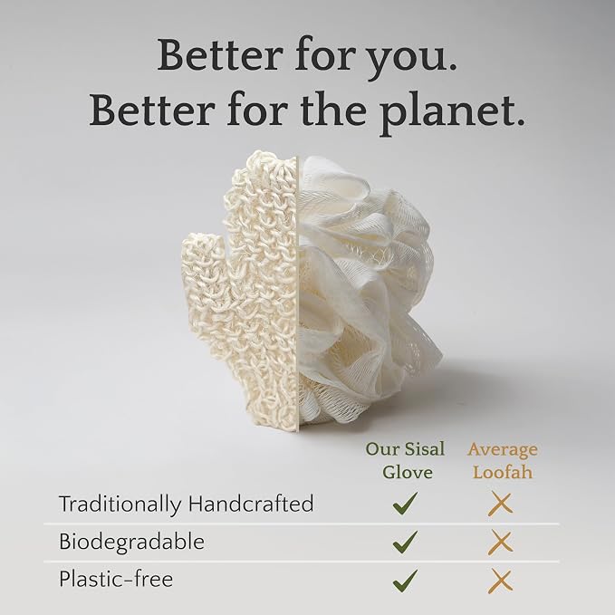 Sisal Body Exfoliator Glove 9", Natural Shower Mitt - Image 4
