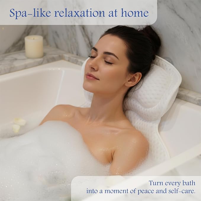 Bath Pillow for Tub Spa Gift Set for Women Luxury Bathtub Pillow for Neck & - Image 4