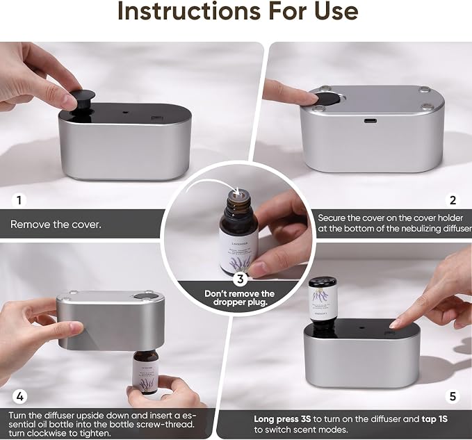Lecdura Waterless Diffuser for Essential Oil, Battery Operated Scent Air - Image 7