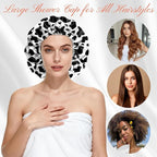 Shower Cap Reusable Double Layer Adjustable Elastic Waterproof EVA Hair Bath - Image 4