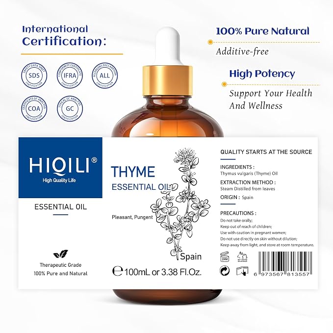 HIQILI 3.38 Fl Oz Thyme Essential Oil, 100% Pure Undiluted - Image 7