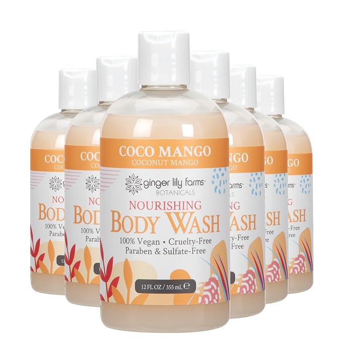 Ginger Lily Farms Botanicals Nourishing Body Wash, Coco Mango, 100% Vegan & by GingerLilyFarms
