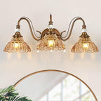 Vintage Bathroom Vanity Light, 3-Light Matte Antique Brass Finish Wall Sconce by Unknown