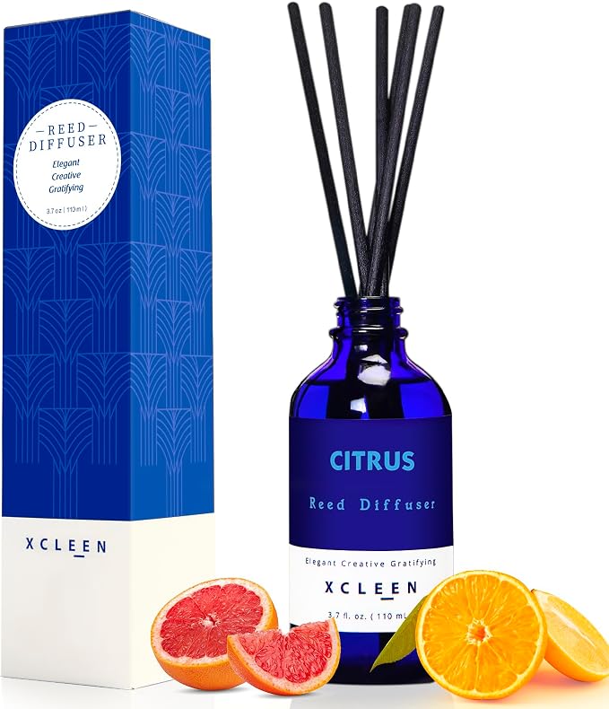 Xcleen Citrus Scented Reed Diffuser, Lime & Lemon Oil Reed Diffuser, Real by Xcleen