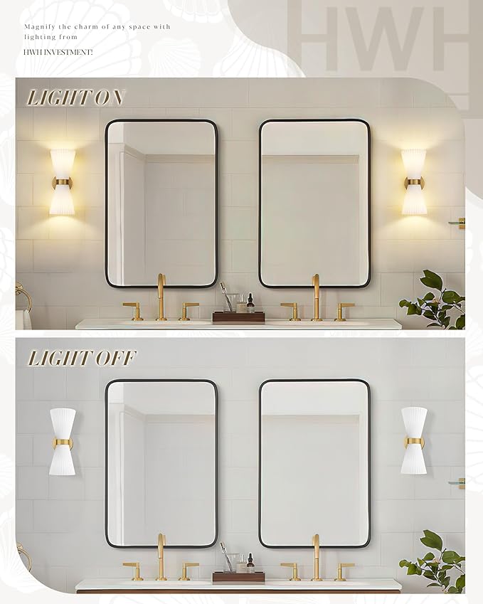 Gold Sconce Wall Lighting, HWH Single Wall Vanity Light Fixture Brushed Gold - Image 5
