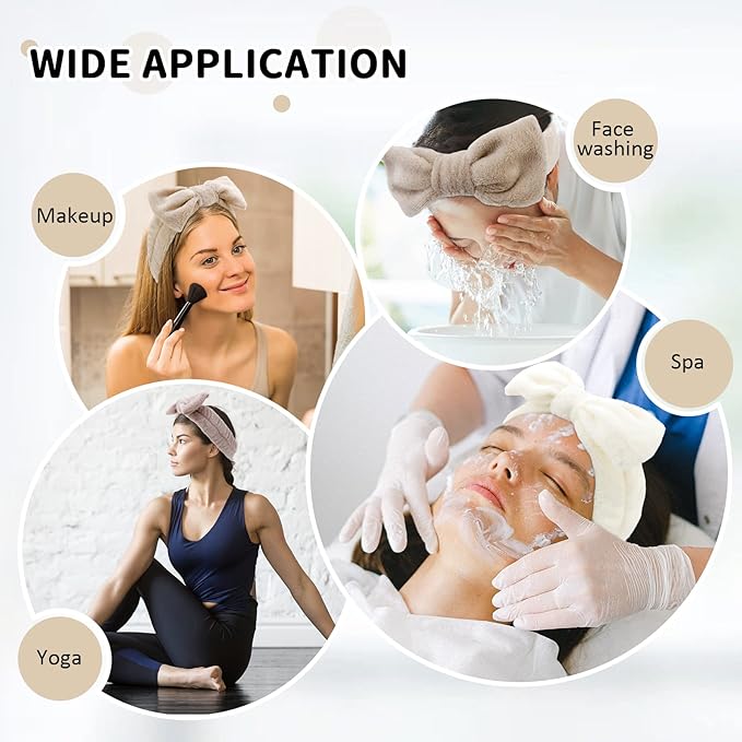 WHAVEL 6 Pack Spa Makeup and Facial Microfiber Bow Headbands - Image 4