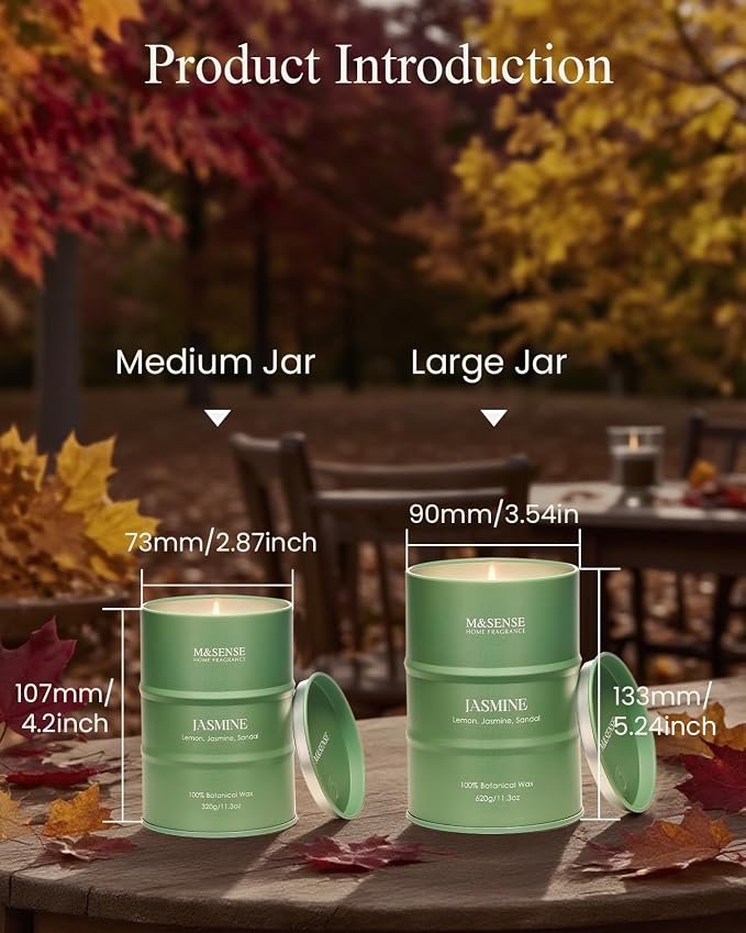 M&SENSE Jasmine Scented Candles Large, Natural Soy Candles 21.2oz 120 Hour Slow - Image 5