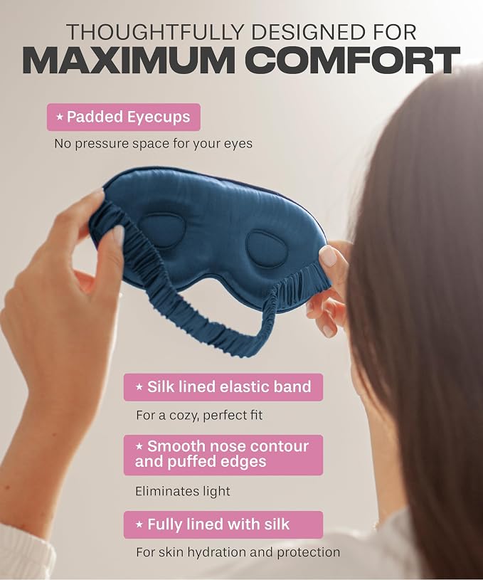 SUNDAYSILKS™ 3D Contoured Silk Sleep Mask | Padded Silk Eye Mask - Image 2
