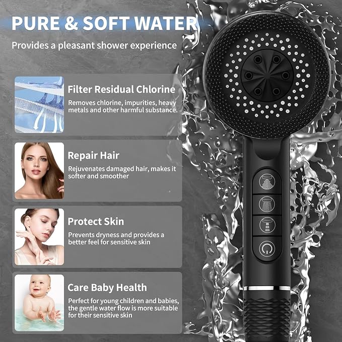 Filtered Shower Head with Handheld, High Pressure 3 Spray Showerhead with - Image 7
