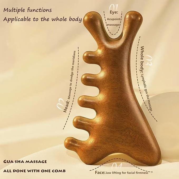 4-in-1 Natural Sandalwood Gua Sha Massage Tool - Image 5