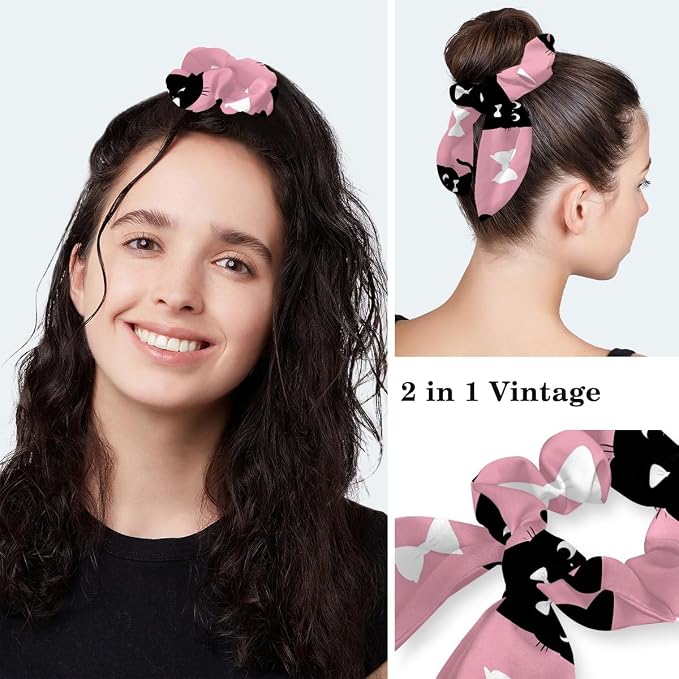 Scrub Caps Women Ponytail Cute Pink and White Leaves Caps Bouffant Working Hat - Image 5