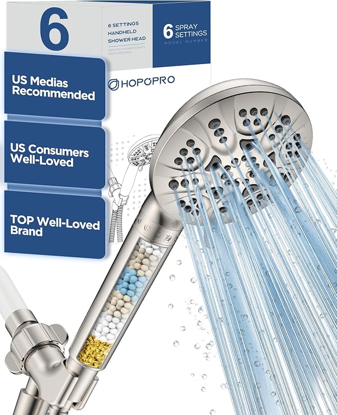 6-Mode High Pressure Handheld Shower Head by HOPOPRO