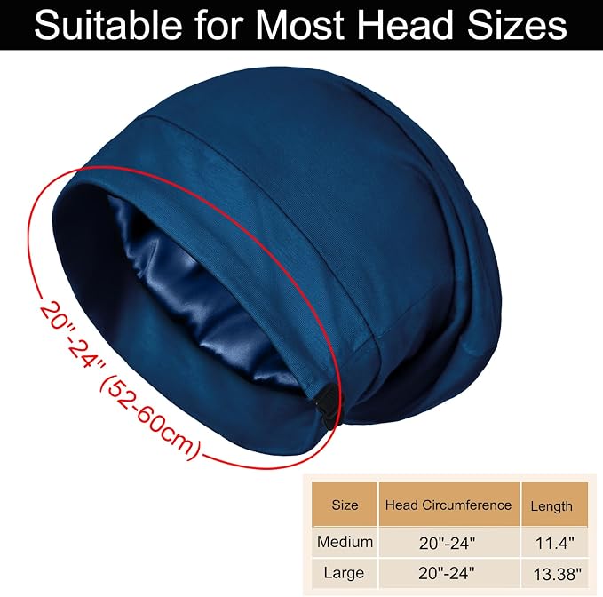 Satin Bonnet for Sleeping Night Cap, Adjustable Satin Lined Silk Bonnets Sleep - Image 5