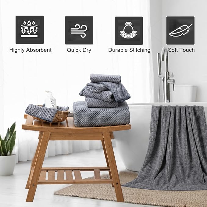 Hand Towels Set 2 Pack-16“x31”, Ultra Soft Microfibers Bathroom Towel Set - Image 3