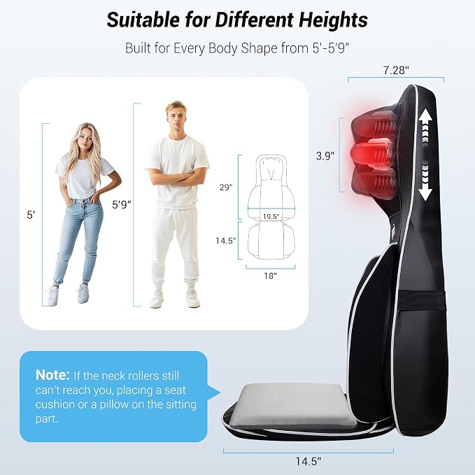 Mynt Back and Neck Massager for Pain Relief Deep Tissue, 3D Shiatsu Acupressure - Image 8