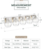 Bathroom Light Fixtures, 5 Light Brushed Nickel Vanity Light, 32 Inch Modern - Image 2