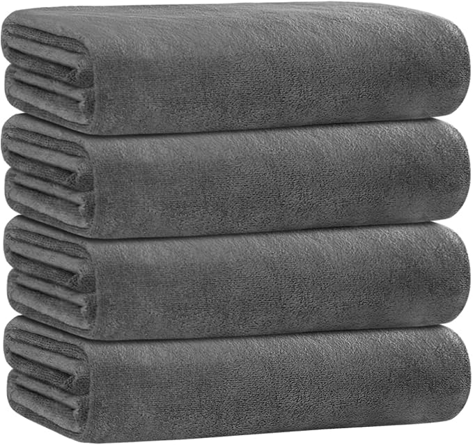 JML Bath Towels for Adult Body, Large Microfiber Bath Towels Set 4 Pack by JML