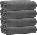 JML Bath Towels for Adult Body, Large Microfiber Bath Towels Set 4 Pack by JML