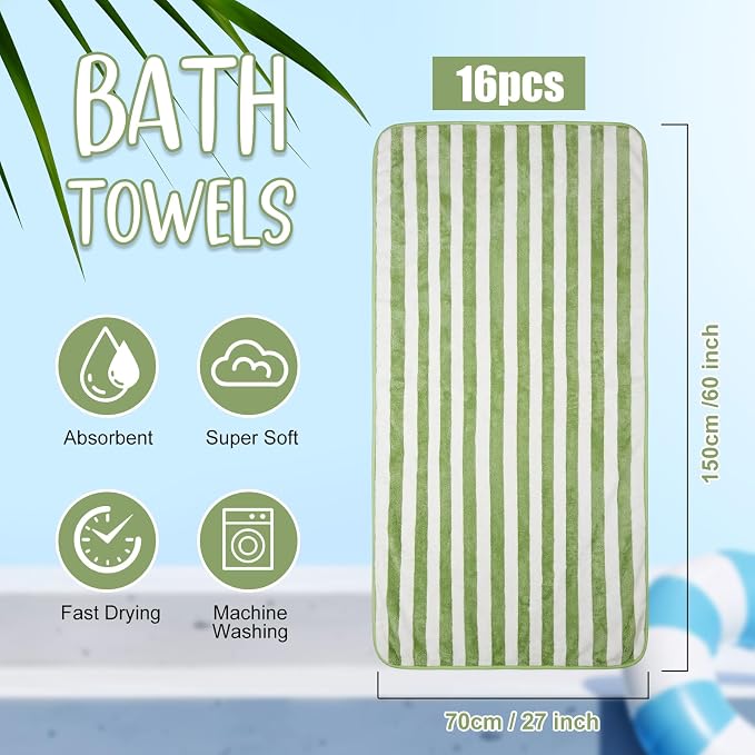 SmoothNovelty 16 Pack Microfiber Bath Towels Bulk 27'' x 60'' Oversized Size - Image 2