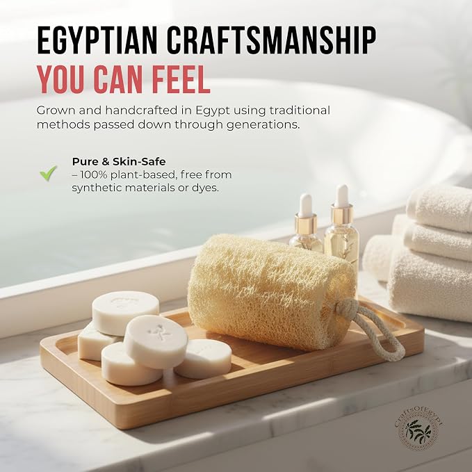 CraftsOfEgypt Luffa Body Scrubber – Plant-based Egyptian loofah shower sponge - Image 7