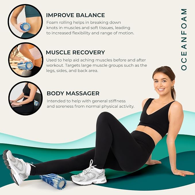 Oceanfoam Ripple Travel Foam Roller Firm Mini Foam Roller - Image 6