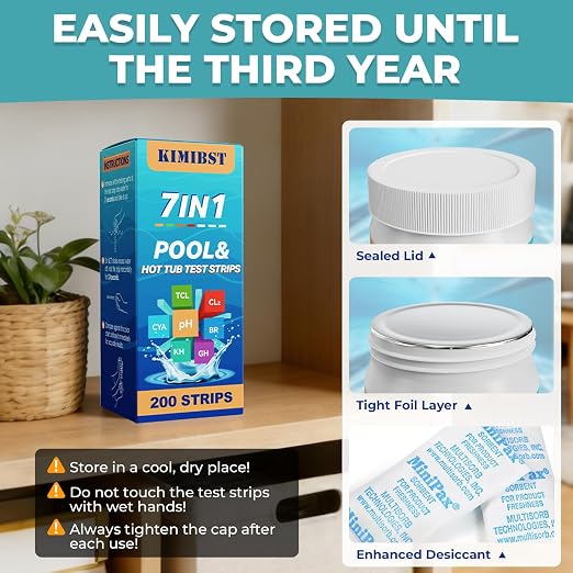 Pool Test Strips: 200CT 7-Way Professional Hot Tub & Spa Test Kit - Image 4
