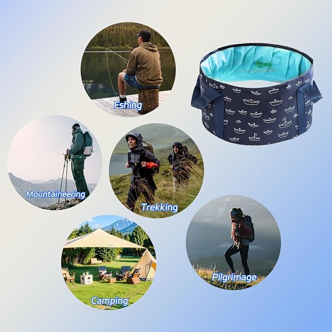 Foot Bath Basin, 13.8 Diameter, 7.5 inches high Portable Travel Collapsible - Image 3