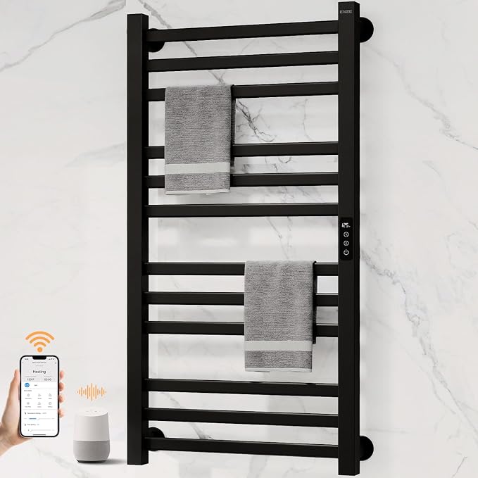 ENZE Smart Heated Towel Rack, 12-Bar Wall-Mounted Electric Towel Warmer 320W by ENZESMART