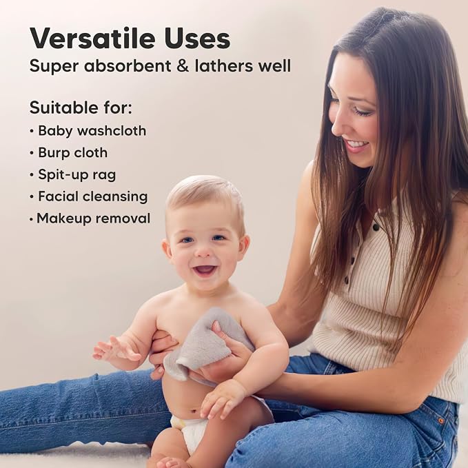 6-Pack Baby Washcloths – Soft Absorbent Viscose from Bamboo Washcloths - Image 6