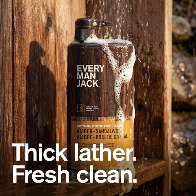 Every Man Jack Nourishing Amber + Sandalwood Mens Body Wash - Image 2