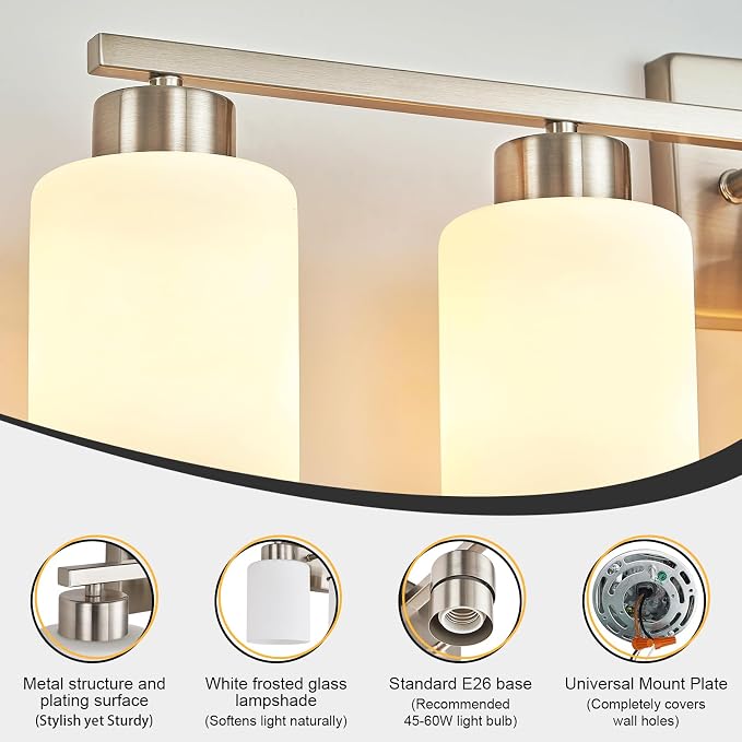 FonmYim Brushed Nickel Bathroom Light Fixtures, 5-Light Modern Vanity Light - Image 7