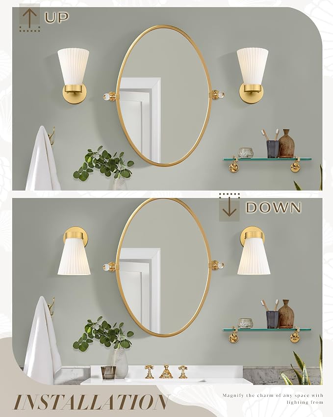 Gold Wall Sconces Set of Two, HWH Modern Bathroom Vanity Sconce Wall Lighting - Image 4