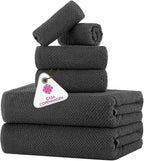 CASA COPENHAGEN EcoPop 6Pcs 100% Cotton Large Designer Towels Gift Set- Pine by CASACOPENHAGEN