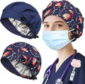 2 Pack Satin Lined Bouffant Scrub Caps by Yuest