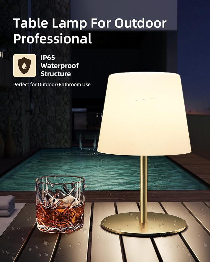 EZVALO Outdoor Cordless Table Lamp, IP65 Waterproof 4500mAh Rechargeble Shower - Image 3