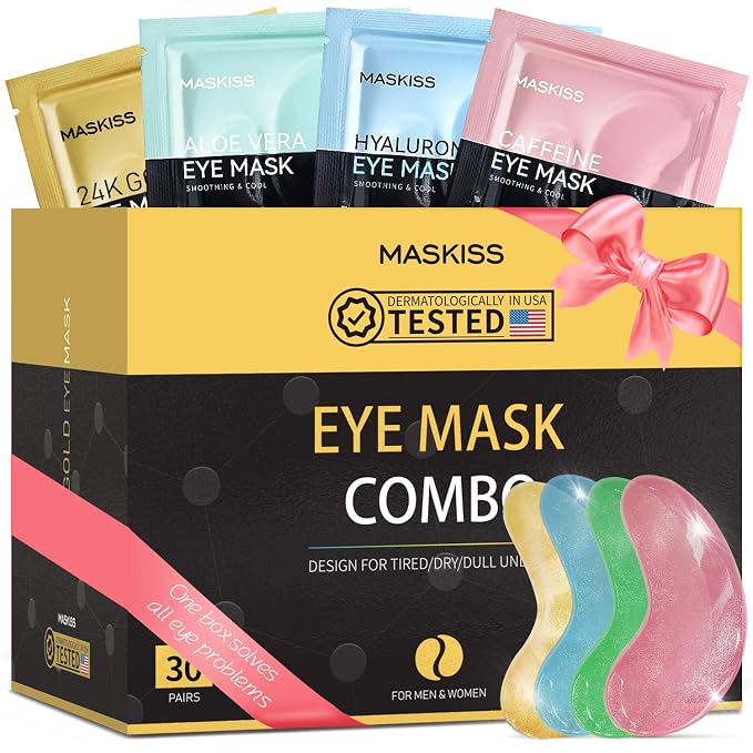 Maskiss Under Eye Patches, 24K Gold, Hyaluronic Acid, Aloe Vera Eye Masks by Maskiss