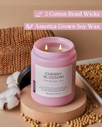 M&SENSE Large Cherry Blossom Scented Candle, 19.4oz Natural Soy Wax, 110-Hour - Image 3