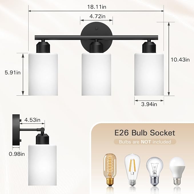 Espird Bathroom Vanity Light Fixtures Matte Black Bathroom Lighting Fixture - Image 7