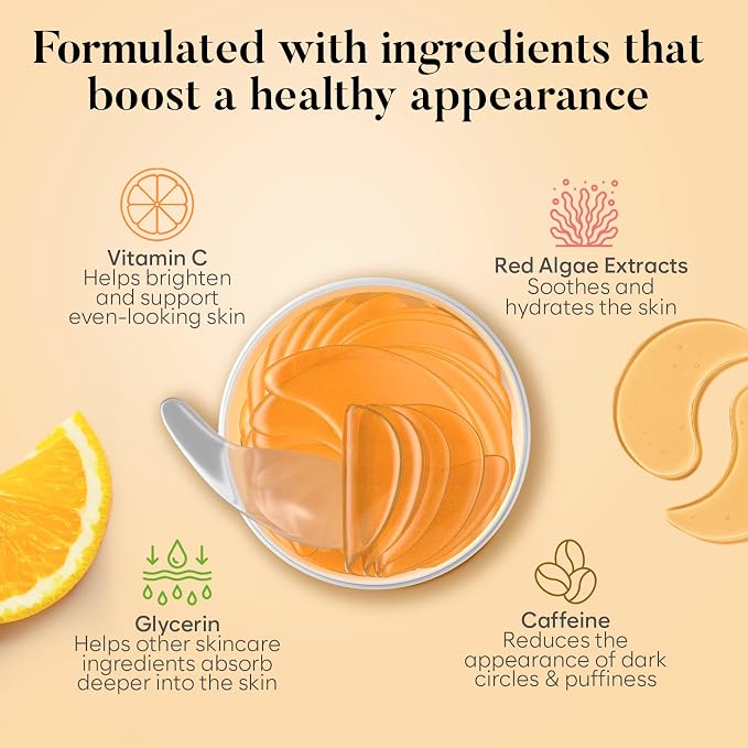 BLOOMORA Vitamin C & Caffeine Under Eye Patches, Under Eye Mask - Image 2