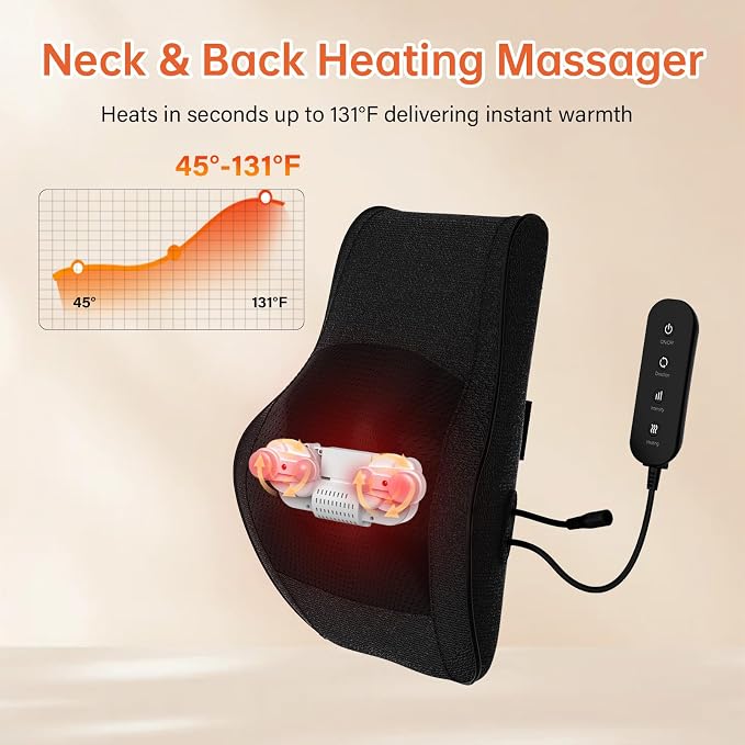 Back Massager with Heat for Pain Deep Tissue 3D Kneading Massage Pillow for - Image 6