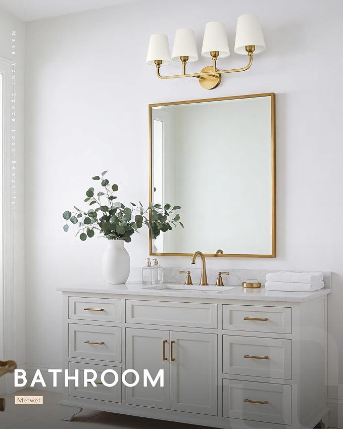 4-Light Bathroom Light Fixtures, Brushed Gold Vanity Lights - Image 6