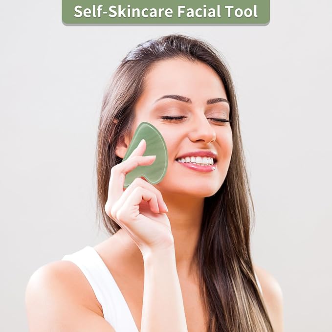 Gua Sha Facial Tools, Natural Jade Guasha Tool - Image 7