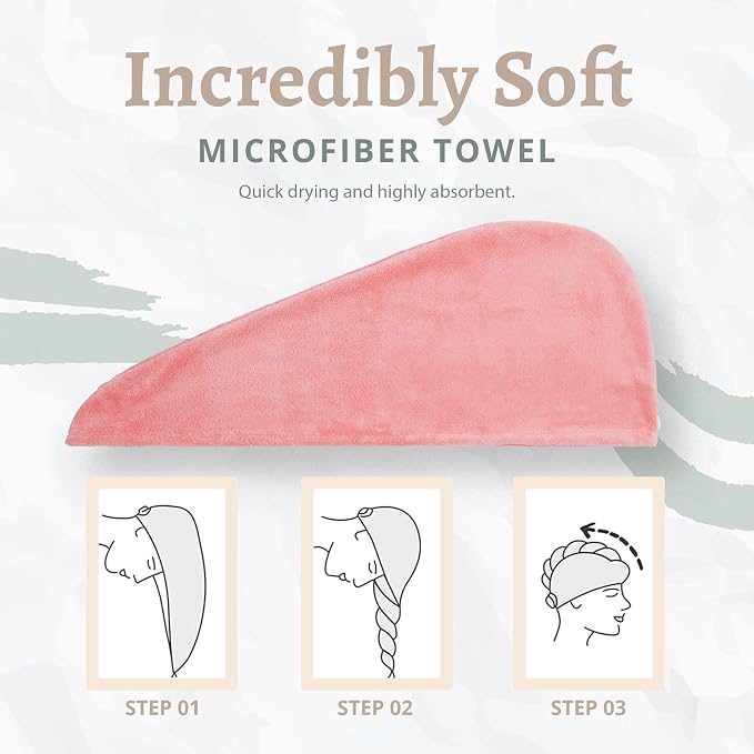 Microfiber Hair Towel Wrap, Hair Turban Towel Super Absorbent Twist Turban Dry - Image 4