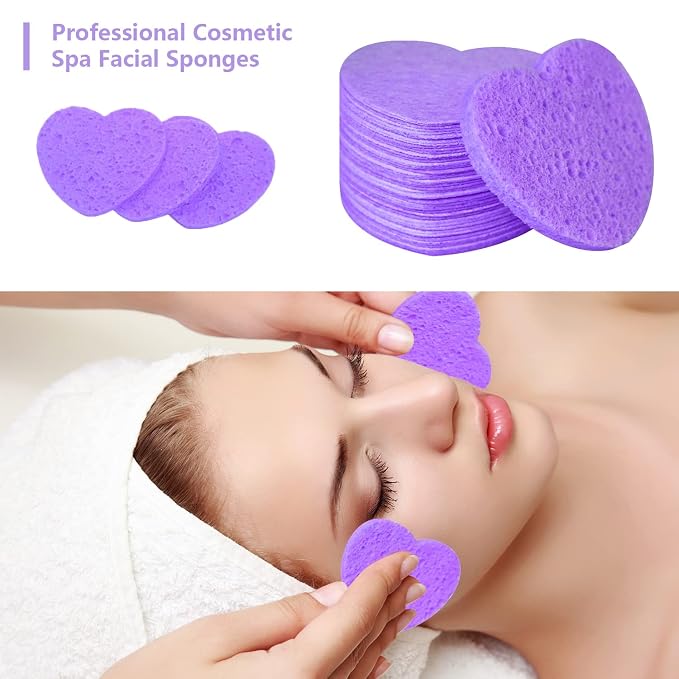 50-Count Facial Sponges Compressed, 100% Natural Cellulose Face Sponge - Image 2